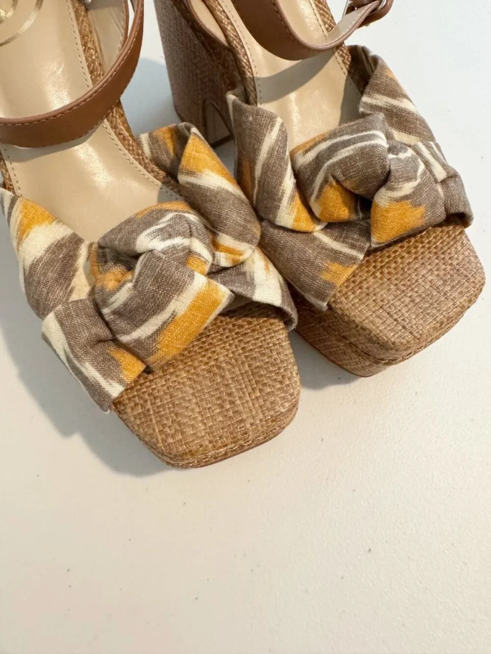 Sam Edelman Theresa Sandals Size 8 Gray Linen Multi‎ Strap Platform Vacation